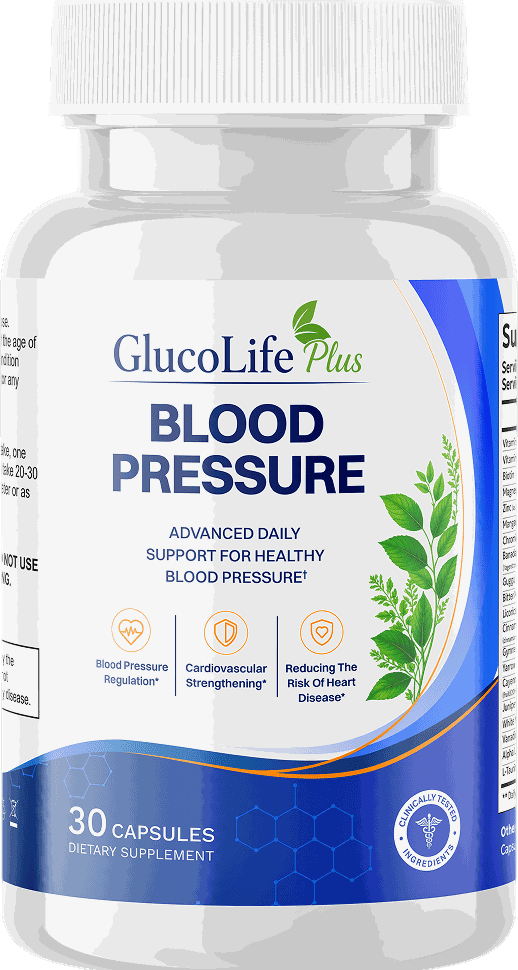 Frasco de GlucoLife+ Blood Pressure, 30 cápsulas, suplemento alimenticio